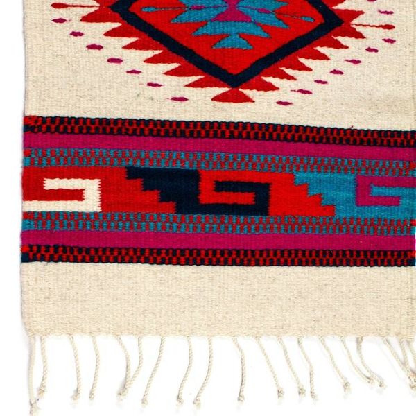 Alternate image for Traditional Handwoven Natural Dye Azalea Wool Table Runner Azalea Cycles