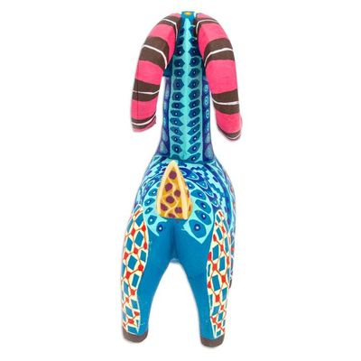 Alternate image for Copal Wood Alebrije Sheep Figurine Hand-Painted in Azure Magical Sheep