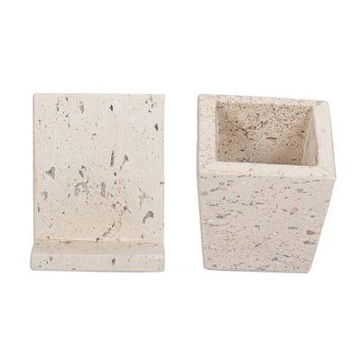 Alternate image for Travertine Marble Desk Accessory Set Travertine