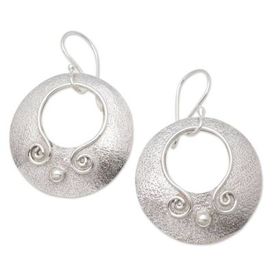 Primary image for Round Sterling Silver Dangle Earrings from Bali Beautiful Round