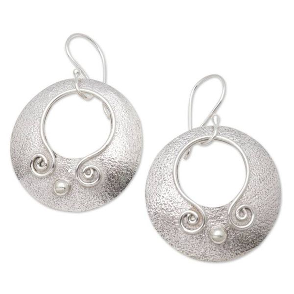 Alternate image for Round Sterling Silver Dangle Earrings from Bali Beautiful Round