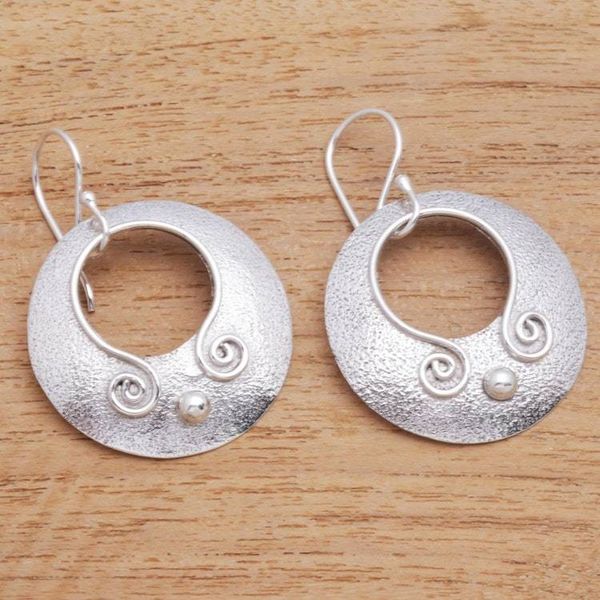 Alternate image for Round Sterling Silver Dangle Earrings from Bali Beautiful Round