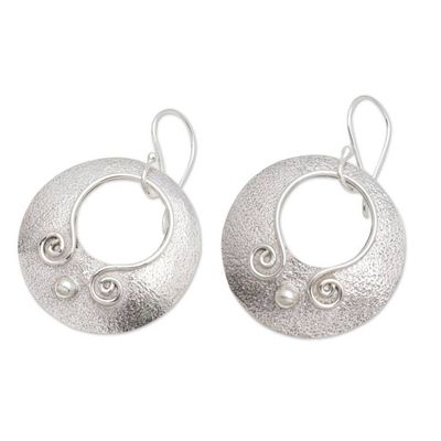 Alternate image for Round Sterling Silver Dangle Earrings from Bali Beautiful Round