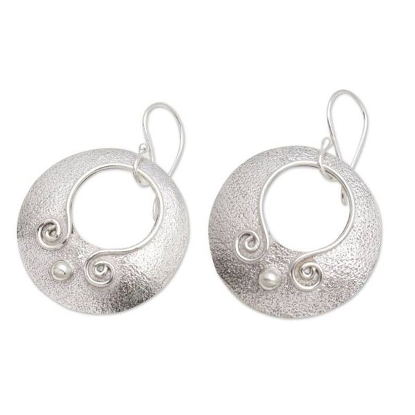Alternate image for Round Sterling Silver Dangle Earrings from Bali Beautiful Round