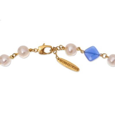 Alternate image for Floral and Heart-Themed Gold-Accented Blue Pendant Necklace My Sky Heart