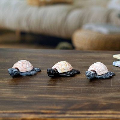 Primary image for 3 Sea Turtle-Themed Small Decorative Carved Marble Figurines Pink Turtle Trio