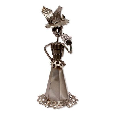 Alternate image for Traditional Day of the Dead Catrina Upcycled Metal Sculpture Catrina at Evening