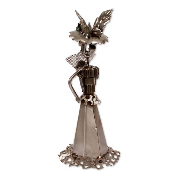 Alternate image for Traditional Day of the Dead Catrina Upcycled Metal Sculpture Catrina at Evening