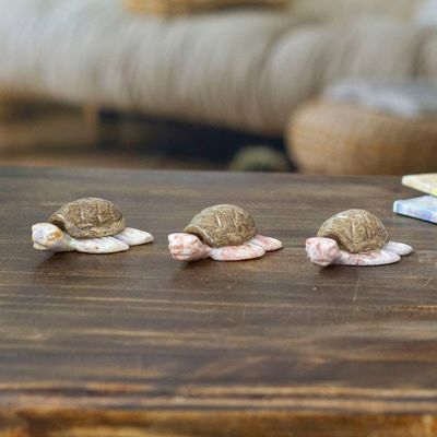 Primary image for Sea-Themed Handmade 3-Piece Marble Sea Turtle Figurine Set Carapace Lineage