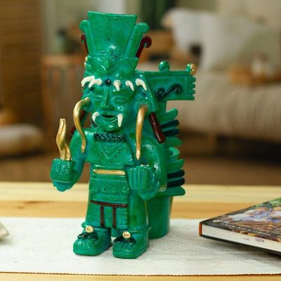 Alternate image for Traditional Mayan Ceremonial Urn-Themed Ceramic Sculpture Mayan Mayapan Urn