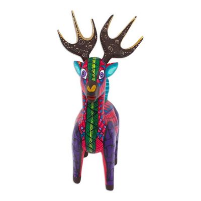 Alternate image for Wood Alebrije Deer Figurine Painted by Hand in Mexico Charming Deer