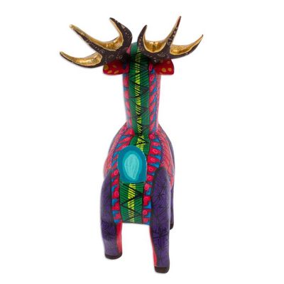 Alternate image for Wood Alebrije Deer Figurine Painted by Hand in Mexico Charming Deer