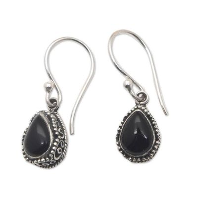 Alternate image for Sterling Silver Dangle Earrings with Drop Onyx Jewels Guardian Drops