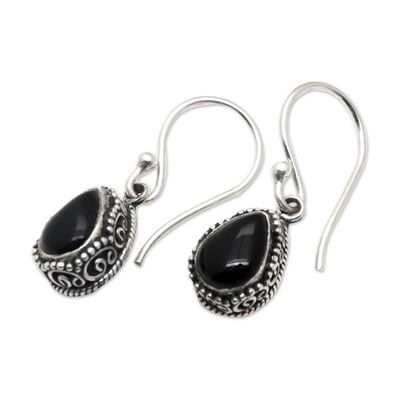 Alternate image for Sterling Silver Dangle Earrings with Drop Onyx Jewels Guardian Drops