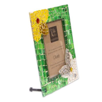 Alternate image for Floral Green Stained Glass Photo Frame from Mexico 5x7 Green Memories