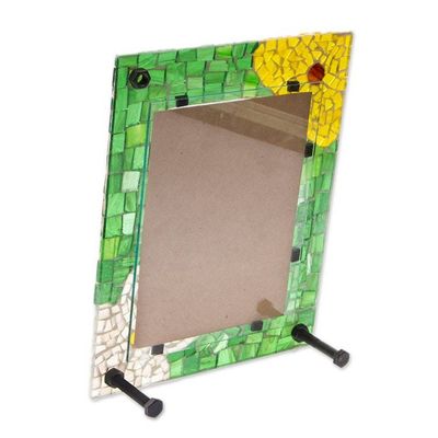 Alternate image for Floral Green Stained Glass Photo Frame from Mexico 5x7 Green Memories