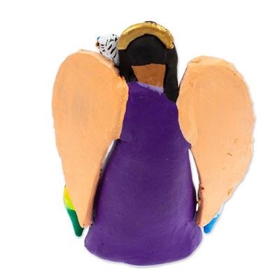 Alternate image for Hand-Painted Ceramic Sculpture of Angel with Parrots Angel with Parrots