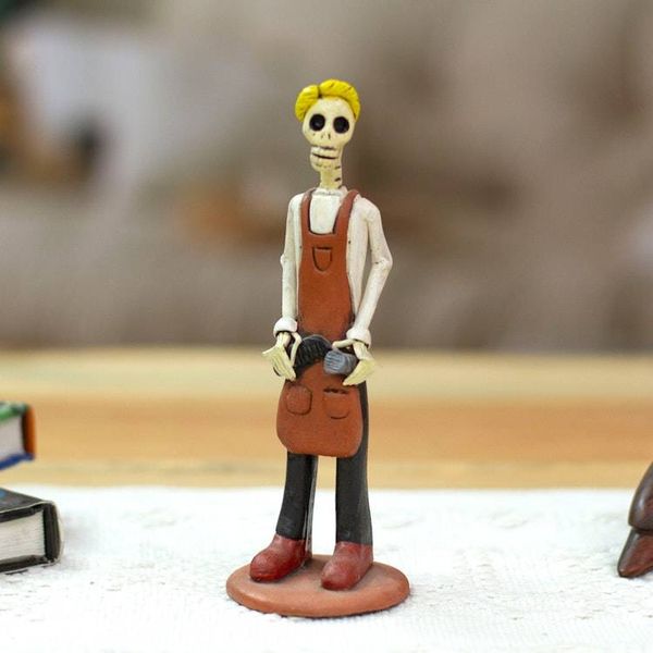 Alternate image for Artisan Crafted Skeletal Barber Sculpture Barber Catrin