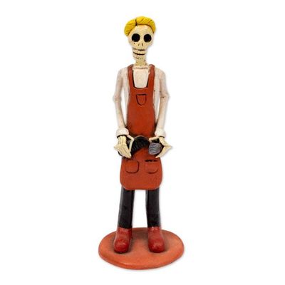 Alternate image for Artisan Crafted Skeletal Barber Sculpture Barber Catrin