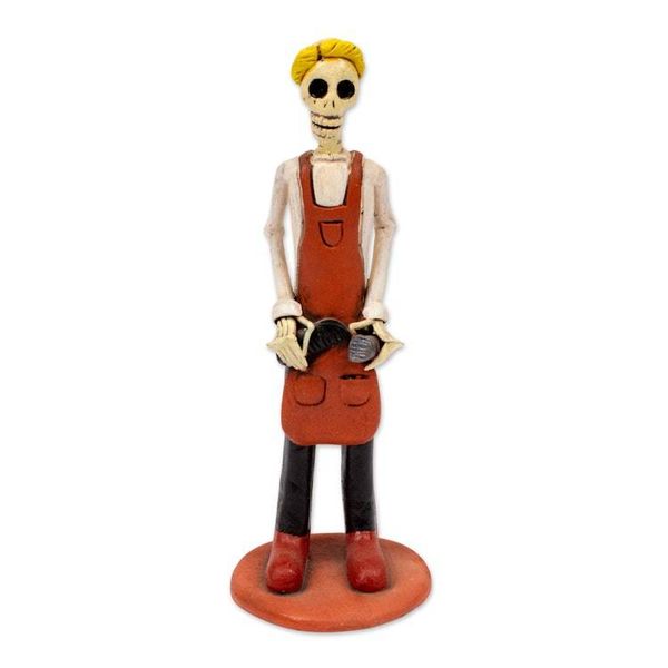 Alternate image for Artisan Crafted Skeletal Barber Sculpture Barber Catrin
