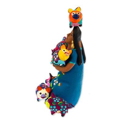 Alternate image for Hand-Painted Ceramic Sculpture of Mexican Woman with Piglets Woman with Piggies