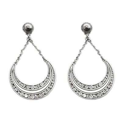 Alternate image for Sterling Silver Crescent Dangle Earrings from Bali Buddha Crescents