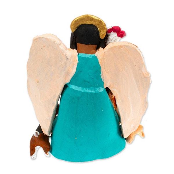 Alternate image for Ceramic Sculpture of Angel with Dogs Painted by Hand Angel with Dogs