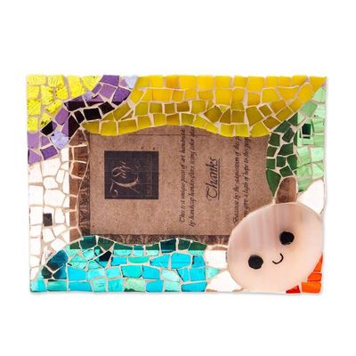 Alternate image for Green and Yellow Stained Glass Axolotl Photo Frame 4x6 Axolotl Remembrance