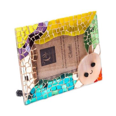 Alternate image for Green and Yellow Stained Glass Axolotl Photo Frame 4x6 Axolotl Remembrance