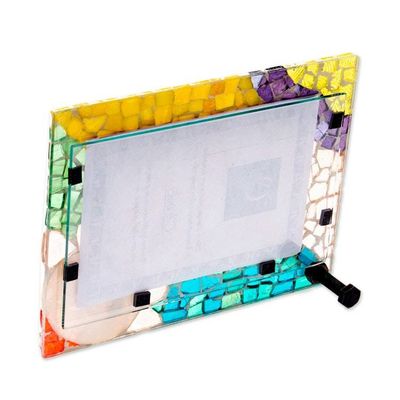 Alternate image for Green and Yellow Stained Glass Axolotl Photo Frame 4x6 Axolotl Remembrance