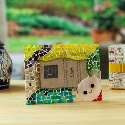 Alternate image for Green and Yellow Stained Glass Axolotl Photo Frame 4x6 Axolotl Remembrance