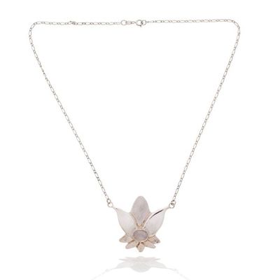 Alternate image for Rainbow Moonstone Sterling Silver Flower Necklace Virgo Lotus