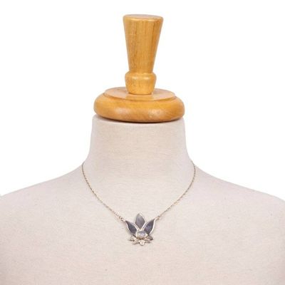 Alternate image for Rainbow Moonstone Sterling Silver Flower Necklace Virgo Lotus