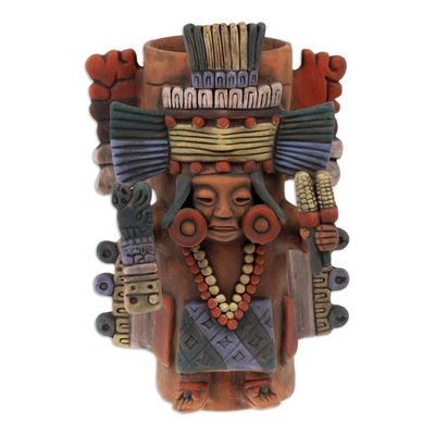 Alternate image for Hand-Painted Folk Art Maya Ceramic Decorative Vase Maya Urn