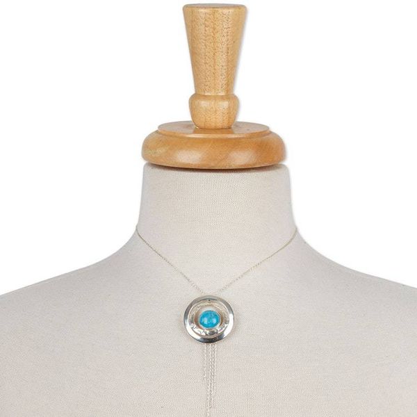 Alternate image for Hammered and Polished Recon Turquoise Pendant Necklace Lagoon Glance