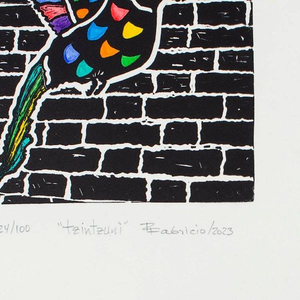Alternate image for Signed Hummingbird-Themed Xylograph Print from Mexico Tzintzuni