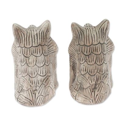 Alternate image for 2 Ceramic Aztec Replica Wild Dog Statuettes Mexico Pair Coyote Battalion