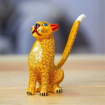 Alternate image for Jaguar-Themed Copal Wood Alebrije Figurine Made in Mexico Ancient Courage