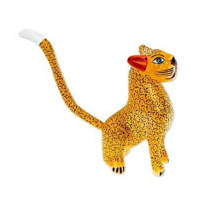 Alternate image for Jaguar-Themed Copal Wood Alebrije Figurine Made in Mexico Ancient Courage