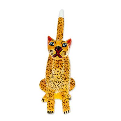 Alternate image for Jaguar-Themed Copal Wood Alebrije Figurine Made in Mexico Ancient Courage