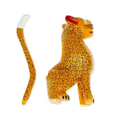 Alternate image for Jaguar-Themed Copal Wood Alebrije Figurine Made in Mexico Ancient Courage