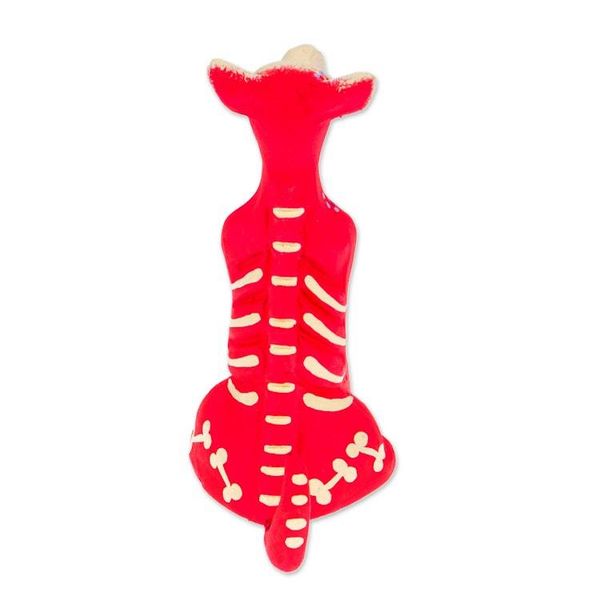 Alternate image for Hand-Painted Pink and Ivory Ceramic Skeleton Dog Sculpture Barks in Pink