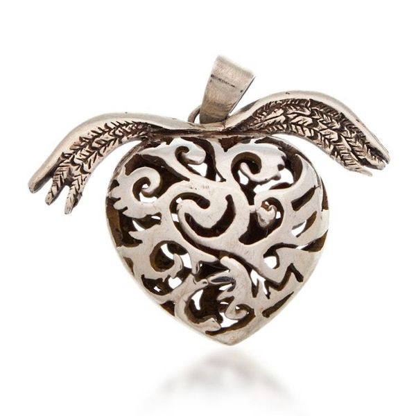 Alternate image for Sacred Heart-Inspired Openwork Sterling Silver Pendant Soul in Flight