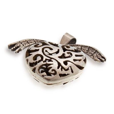 Alternate image for Sacred Heart-Inspired Openwork Sterling Silver Pendant Soul in Flight