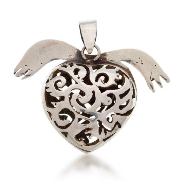 Alternate image for Sacred Heart-Inspired Openwork Sterling Silver Pendant Soul in Flight