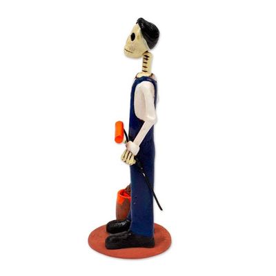 Alternate image for Mexican Folk Art Painter Skeleton Statuette Painter Catrin