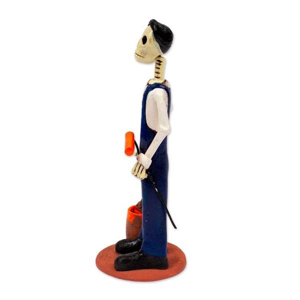 Alternate image for Mexican Folk Art Painter Skeleton Statuette Painter Catrin