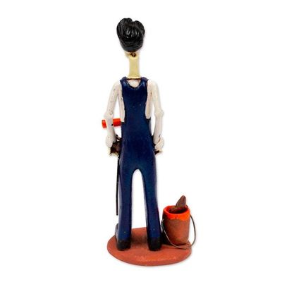 Alternate image for Mexican Folk Art Painter Skeleton Statuette Painter Catrin