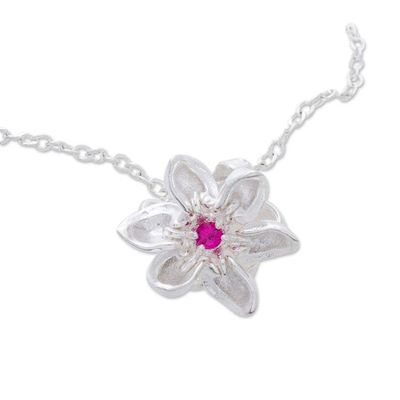 Alternate image for Cubic Zirconia and Sterling Silver Lotus Pendant Necklace Guadalajara Lotus