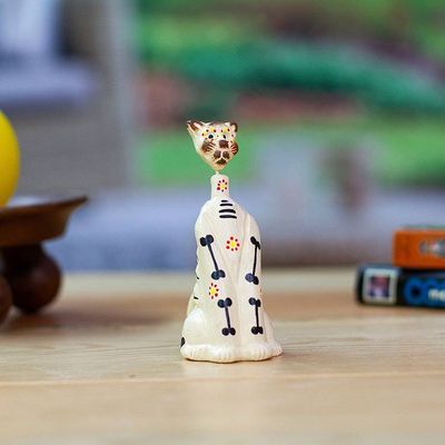 Primary image for Hand-Painted Day of the Dead Purple Ceramic Cat Sculpture Enchanted Meows